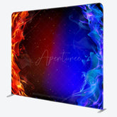 Aperturee - Aperturee Red And Blue Fire Battle Style Fabric Party Backdrop